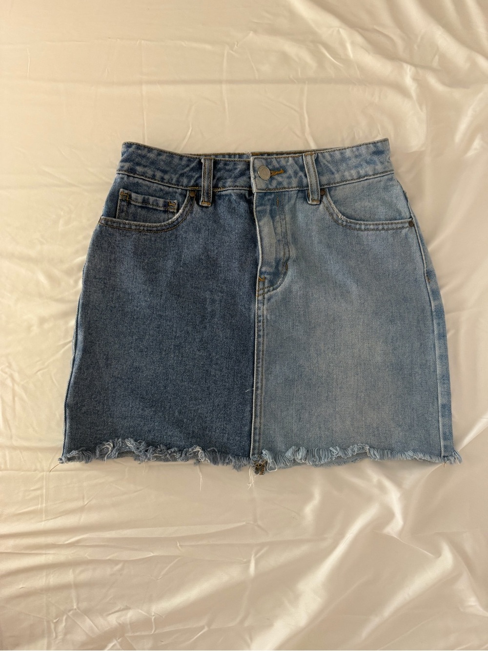 PacSun Two-Tone Blue Denim Mini Skirt